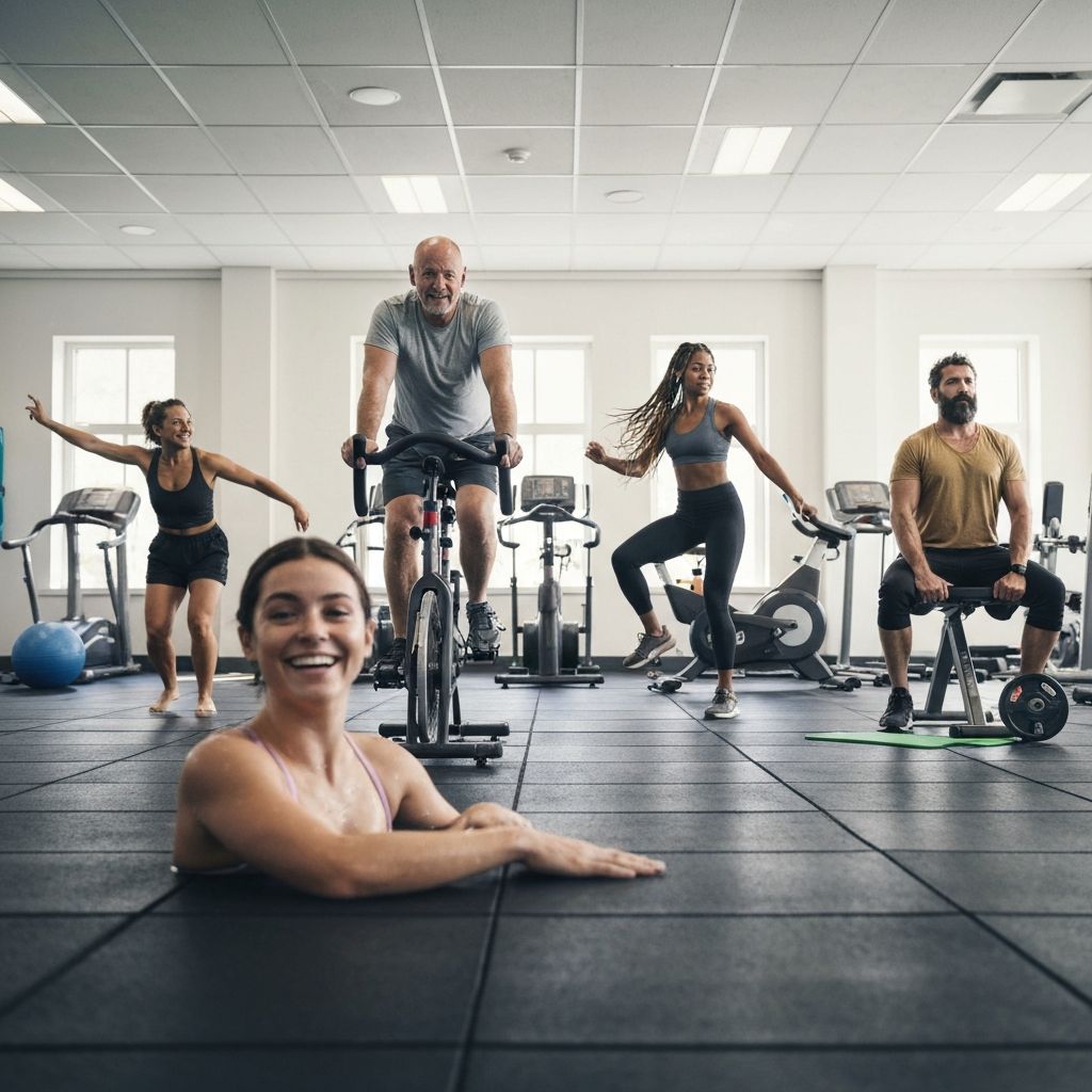 Diverse people engaged in various active lifestyle activities and exercises